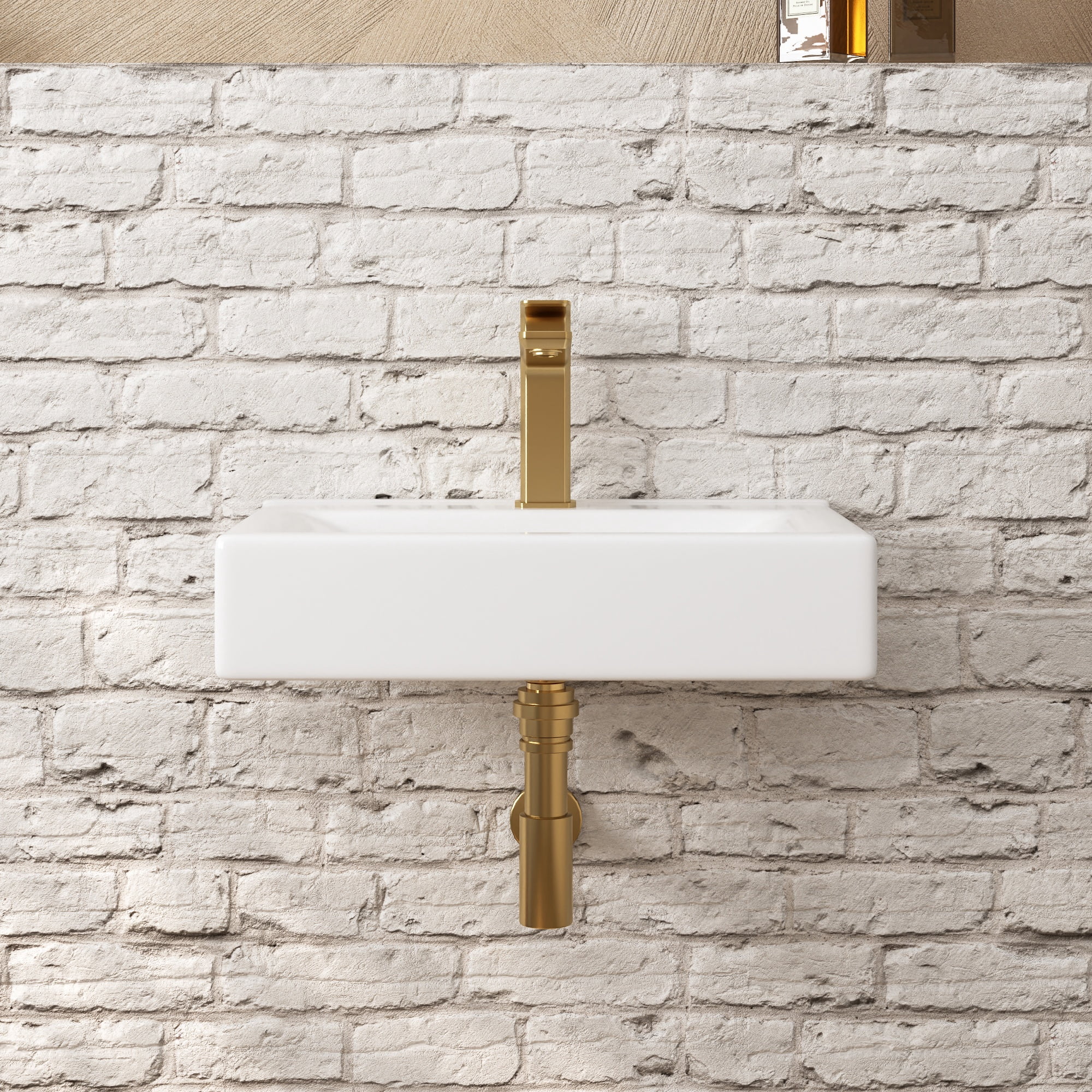 DeerValley DV-1WS0128 18" x 12" White Rectangular Ceramic Wall Mount Bathroom Sink with Faucet Hole
