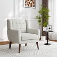 thumbnail image 6 of UIXE Beige Accent Chair, Linen Fabric Armchair for Living Room, Tufted Armrest Reading Seat, 6 of 7