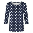 thumbnail image 4 of Oplxuo 3/4 Length Sleeve Womens Tops Round Neck Cute Tunic Tee Shirts Dressy Casual Polka Dot Print Basic Blouse Tshirts, 4 of 4