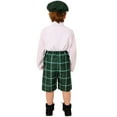 thumbnail image 3 of ESASSALY Boy Irish Festival Costume Set Plaid Short Pants with Hat and Tie, 3 of 8