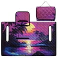 thumbnail image 5 of Xixirimido Golf Cart Seat Covers, Quilted Golf Cart Seat Towel Blanket with 4 Pockets Universal Fit for EZGO Club Car and More 2 Person Seats Carts Non-Slip, Palm Trees Sunset Glow Purple, 5 of 8