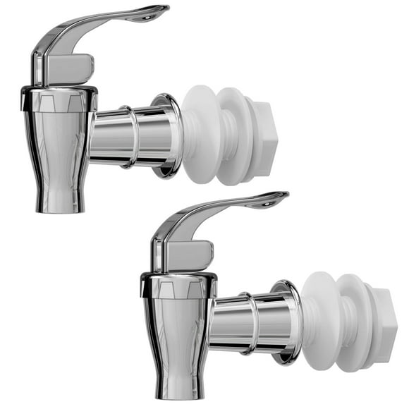 Flmtop 2Pcs Faucets Silver Beverage Dispensers Spigots Push Style Replacement Faucets Flow Control Lever Handle for Glass/Plastic Pitchers Jars Ideal for Parties Events