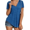 thumbnail image 1 of Sudadera con capucha para mujer - Top informal de manga larga y cuello en V, 1 of 5
