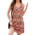 thumbnail image 1 of Vestidos de Verano Sin Mangas con Escote en V y Estampado Geométrico de Flores M, 1 of 8