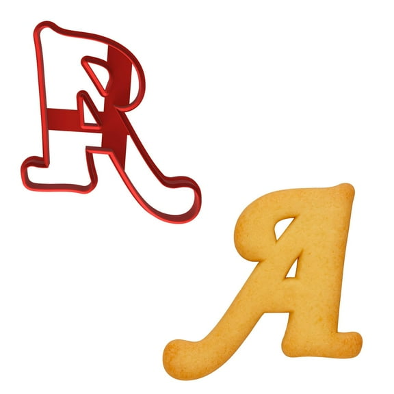 Fancy Cursive Letter Cookie Cutter for Baking Fondant Clay Gifts Kitchen (A)