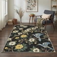 thumbnail image 3 of 2x7 Area Rugs Machine Washable Non Slip Low Pile Runner Rug for Hallway, Laundry Room, Bedroom, Bathroom, Indoor Print Rug with Avian Blossom Pattern, Ink Black, 3 of 4