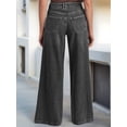thumbnail image 6 of Womens Wide Leg Jeans Baggy Jeans Mid Waist Stretch Boyfriend Denim Pants Vintage Trousers with Pocket Black S, 6 of 9