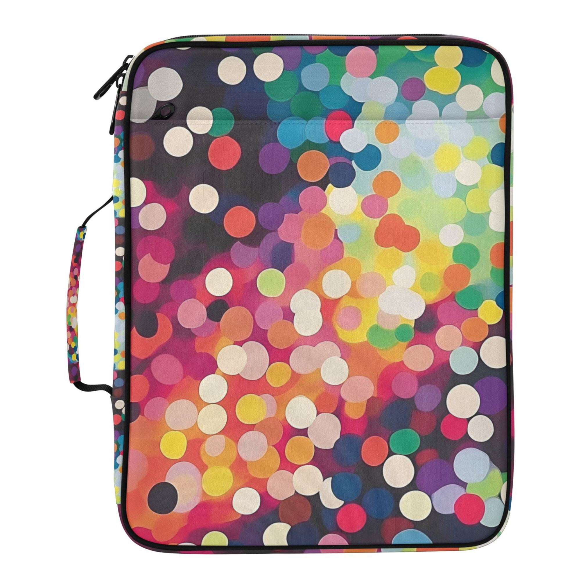 FORMRS Accordion File Folder A4 Size 7-Pocket Expanding Document Organizer Bag with 3 Ring Binder, Green Colorful Circles