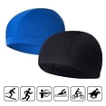 thumbnail image 2 of Hukapapa 2 Piezas Forro para Casco Gorros con Calavera Gorro Que Absorbe el Sudor Gorros para Correr Gorros con Calavera para Ciclismo para Hombres y MujeresNegro + Azul Real, 2 of 8