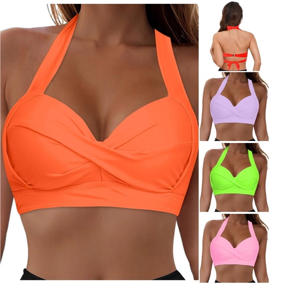 Women Swimwear Tops Underwire Full Coverage Bikini Top Push up Swim Crop Top Tie Back Bathing Suit Tops Wax Bikini Seamless Bikini Underwear for Women Full Coverage Bikini Bottom French Cut