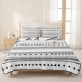 thumbnail image 3 of Full Quilt Set 78''x90'', Boho Black White Modern Stripes Lightweight Bedspread Coverlet Set with 2 Pillow Shams, Farmhouse Abstract Art Breathable All Season Quilt Bedding for Bedroom/Guest Room, 3 of 9