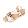 thumbnail image 2 of Viluyesy Womens Wedge Sandals, Fashion Striped Comfort Peep Toe Summer Casual Dressy Shoes White US7.5, 2 of 9