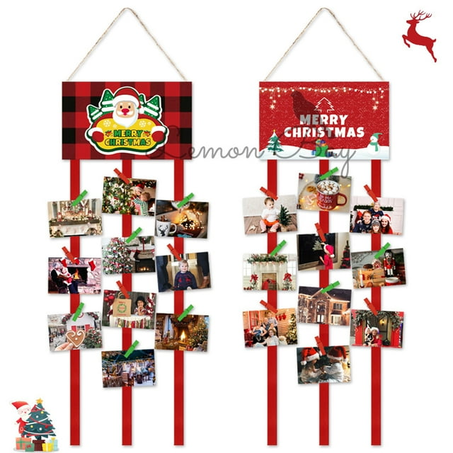 Titular De La Tarjeta De Navidad Fieltro Colgar En La Pared Titulares De Cuadros Con 40 Clips De Fotos Marco De Fotos Collage Decoración Tarjetas De Navidad Papel Fotográfico Artesanía Scienceny HA038892-00
