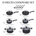thumbnail image 2 of Cook N Home Basics Juego de ollas y sartenes para cocinar, utensilios de cocina antiadherentes de 15 piezas, negro, 2 of 5