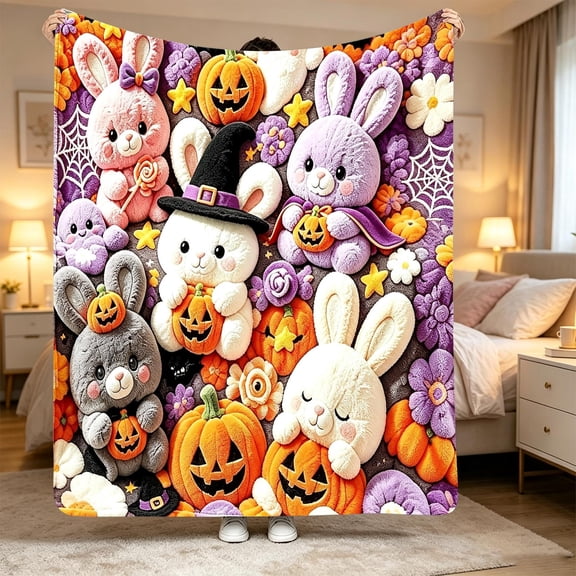 Torqee Halloween Rabbit Fleece Throw Blanket, 40 x 30 in