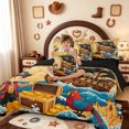 thumbnail image 4 of meiyoeat Playful Pirate Scene 7 Pieces Full Size Bedding Sets,Vintage Ocean Ship Treasure Full Size Bed in a Bag For Boys,Multicolor Beige,Black Reversible, 4 of 7
