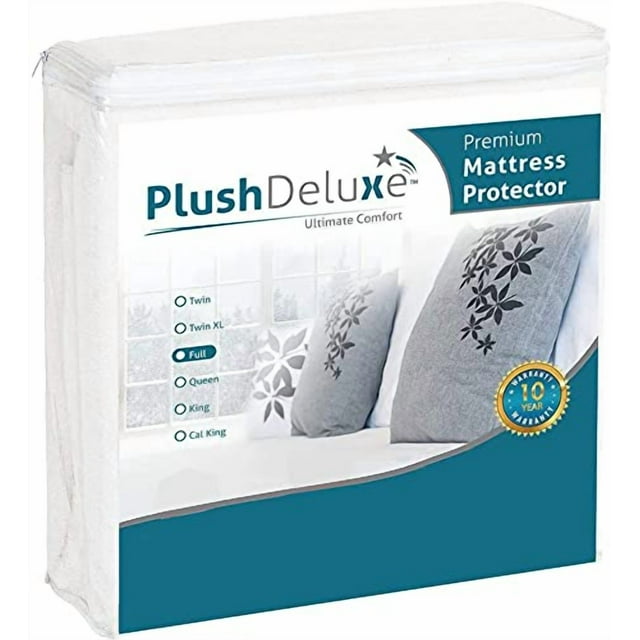 PlushDeluxe Full Cotton Mattress Protector – Waterproof Cover with Fitted Sheet Design – Soft, Durable, and Noiseless Mattress Pad for Comfortable Sleep – Easy Installation and Cleaning