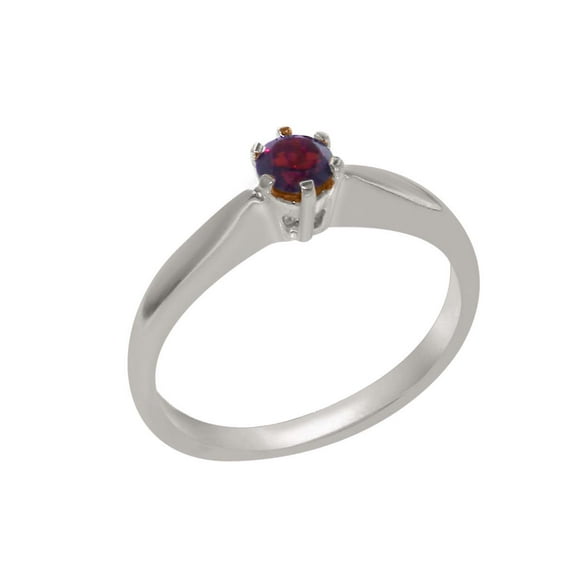 LBG British Made 9k White Gold Natural Garnet Womens Engagement Ring - 33 size options - Size 7.75
