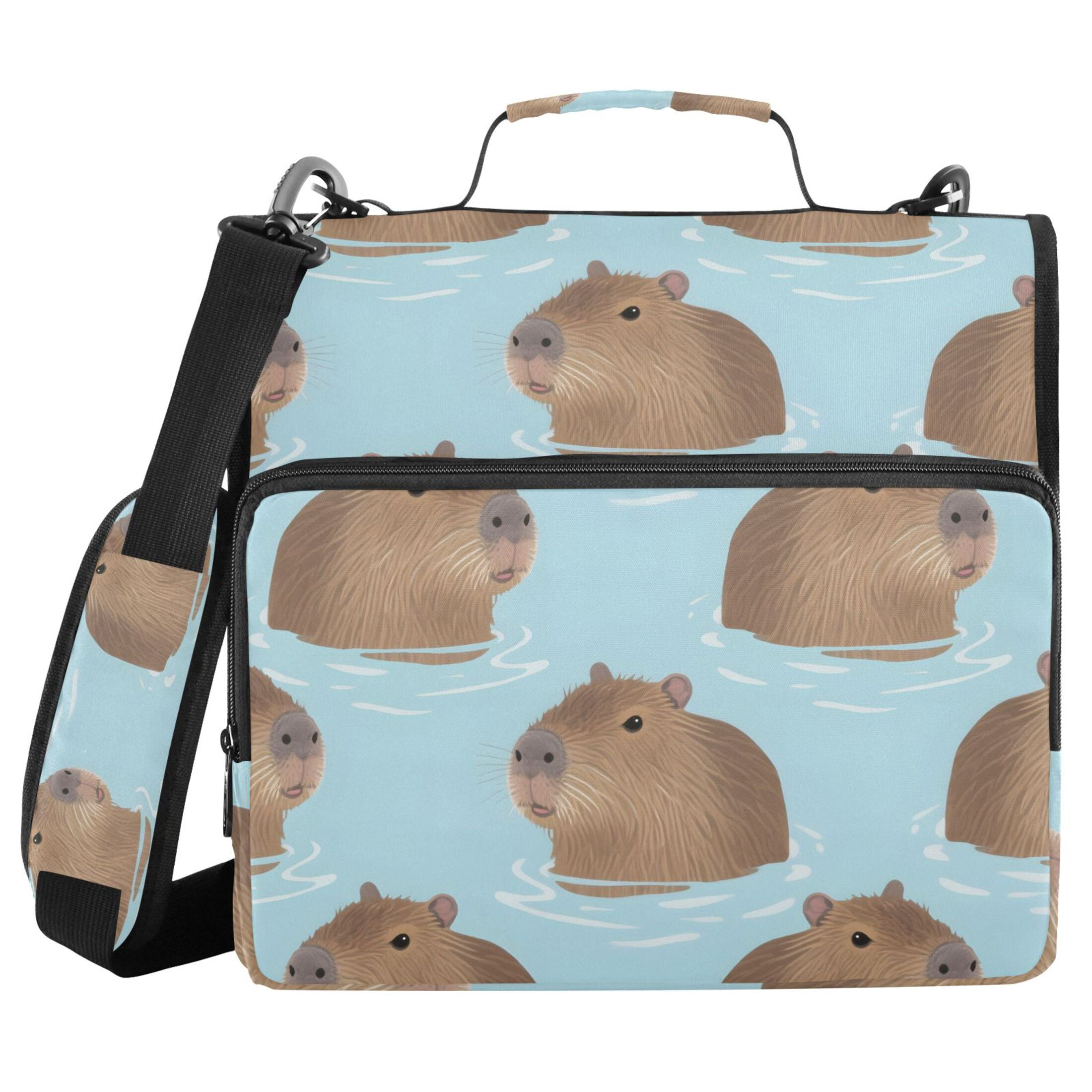 ALAZA Zipper Binder Cute Capybara Blue 3 Ring Trapper Keeper File Folder Organizer Bag
