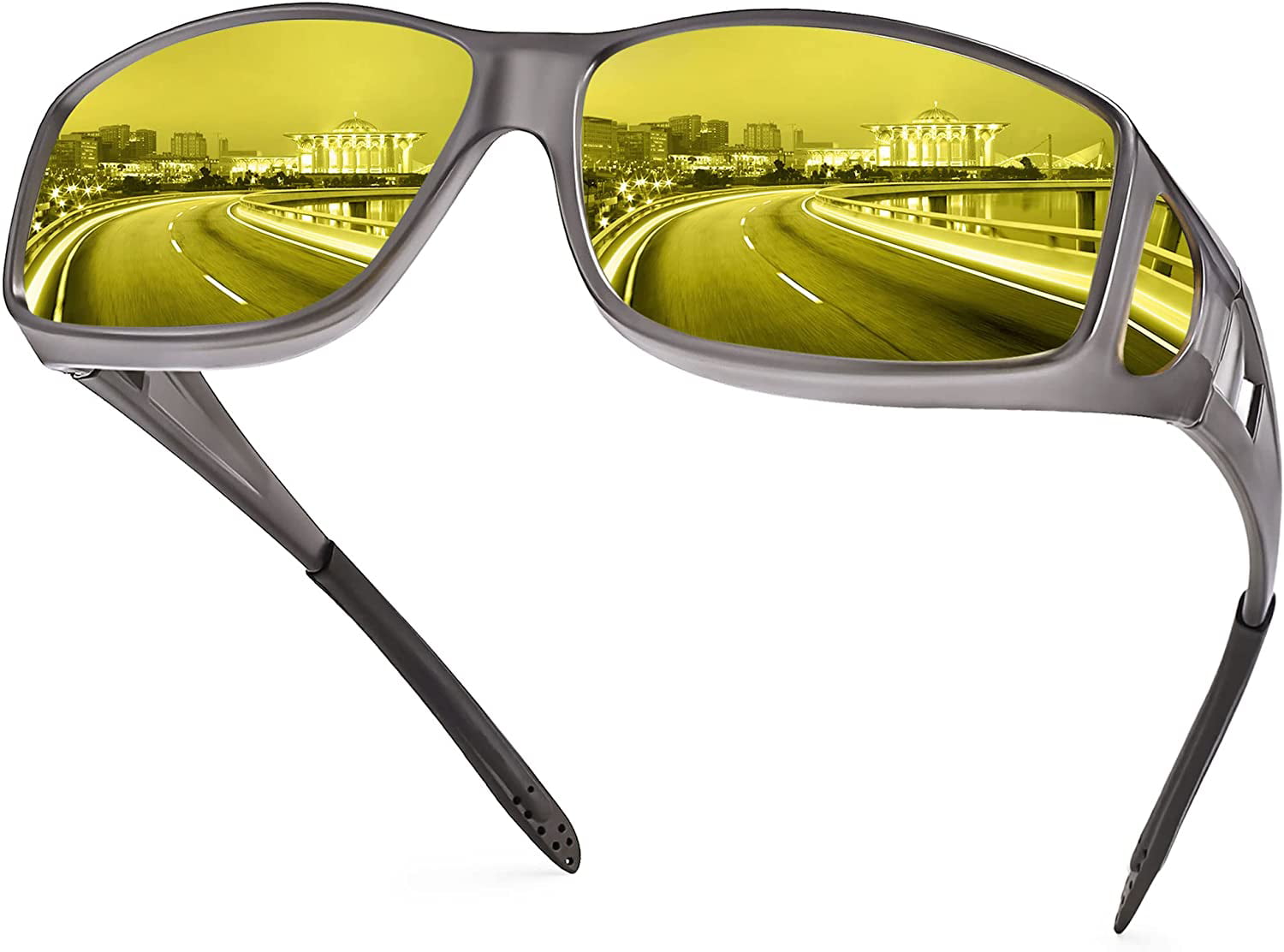 Night Driving Glasses Fit Over Glasses for Men & Women, Polarized Anti  Glare Night Vision Glasses Wrap Around 