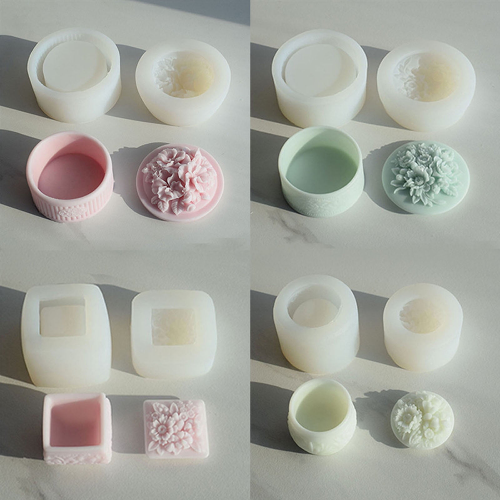 Epoxy Crystal Birthday Rose Decorative Molds with Lid Silicone Resin Storage Box Molds for Craft Jewelry Storage