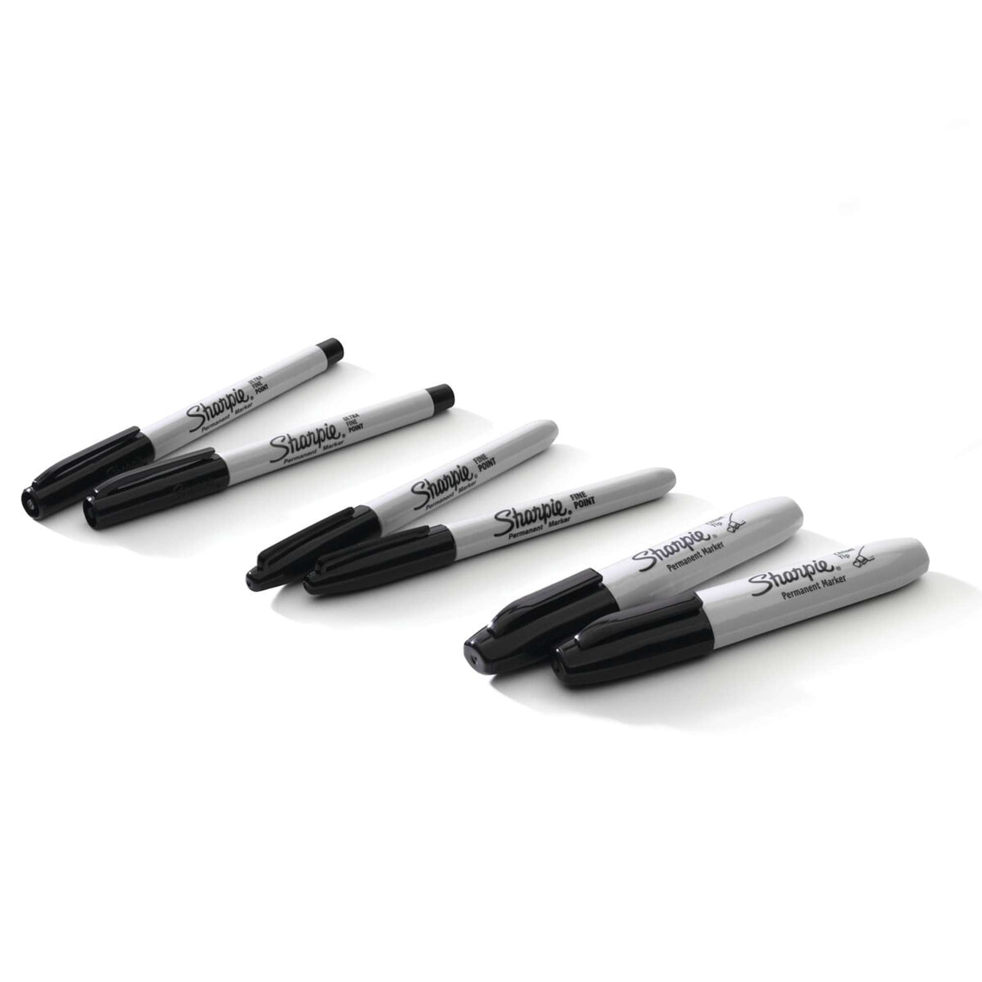 Sharpie Permanent Markers, Multi-Tip Pack, Fine/Ultra Fine/Chisel Tip, Black, 6 Count
