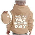 thumbnail image 4 of SonxaHe Big Girl Boy Hoodies Letter Printed Long Sleeve Fall Winter Warm Relaxed Unisex Hooded Sweatshirt Beige,Sized 8-9, 4 of 4