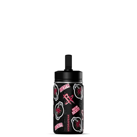 Hydrapeak x NBA Officially Licensed Houston Rockets 14oz Mini Kids Water Bottle with Straw Lid and Handle Reusable Stainless Steel Double Wall Insulated Spill Proof Sports Gift for Boys Girls