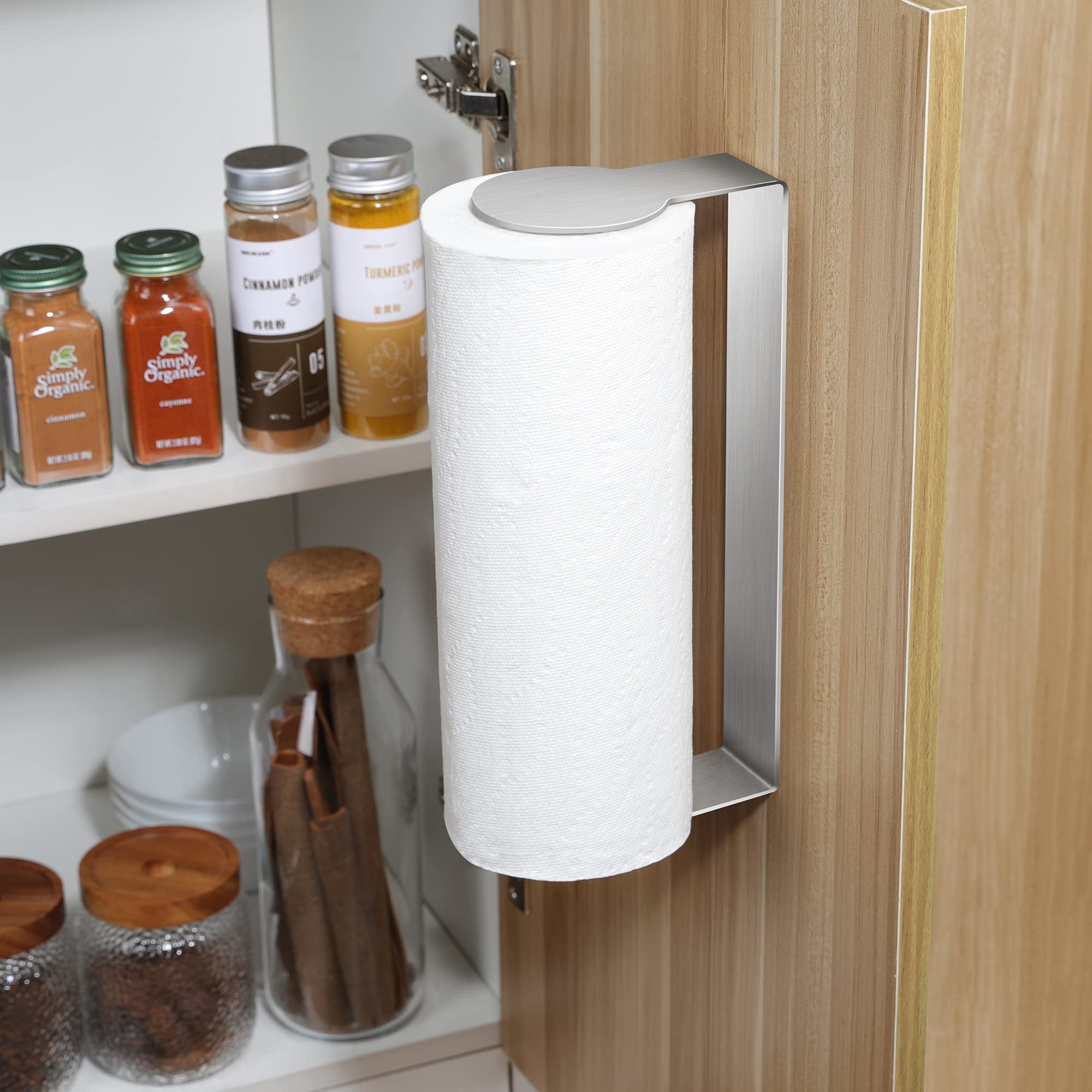 ASTOFLI Self Adhesive Paper Towel Holder Wall Mount, Rustproof 304  Stainless Steel Under Cabinet Paper Towel Rack Under Cabinet-12 IN. (BLACK)