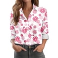 thumbnail image 2 of WCMZJ Women's Shirts Floral Print Button Down Shirt Fashion 2025 Lightweight Long Sleeve Blouse Spring Summer Casual Tunic Tops Pink 2XL, 2 of 4