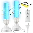 thumbnail image 1 of 2 Pack 25 Watt UV Light Disinfection, UVC Light with E27 Base and Remote Control and UV Protection Glasses, UV Light Bulb for Basement/Bedroom/Kitchen, with Ozone, 1 of 8