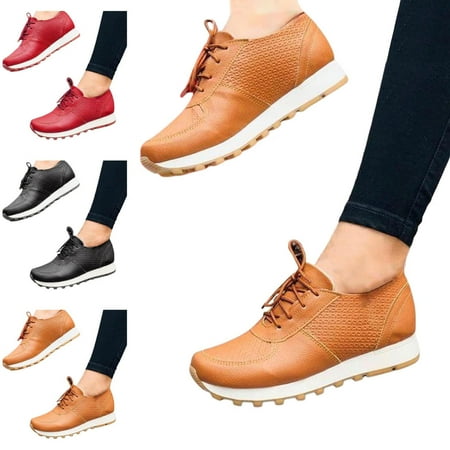 

Women s Platform Lace-Up Sneakers New Breathable Casual Running Flat Shoes Fashion Trend Comfortable Round Toe Single Shoes