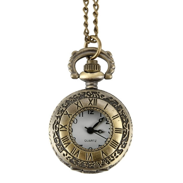 Fashion Vintage Pocket Watch Alloy Dual Time Display Clock Necklace Chain Watches Birthday Gifts -