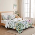 thumbnail image 5 of Full Quilt Set 78''x90'', Spring Floral Lightweight Summer Bedspread Coverlet Set with 2 Pillow Shams, Wildflowers Herbs Summer Botanical Breathable All Season Quilt Bedding for Bedroom/Guest Room, 5 of 9