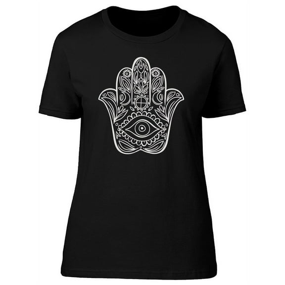 Hamsa Hand In B&W T-Shirt Women -Image by Shutterstock, Female XX-Large