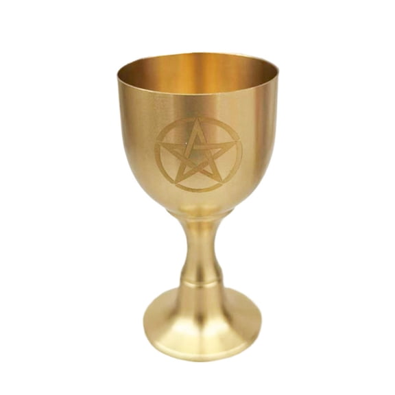 AOOOWER Ornate Brasses High Stem Goblet Cup Pentagrams Chalice For Ritual And Parties