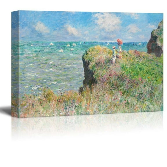 wall26 - Claude Monet - Cliff Walk at Pourville - Impressionist Modern Art - Canvas Art Home Art - 24x36 inches