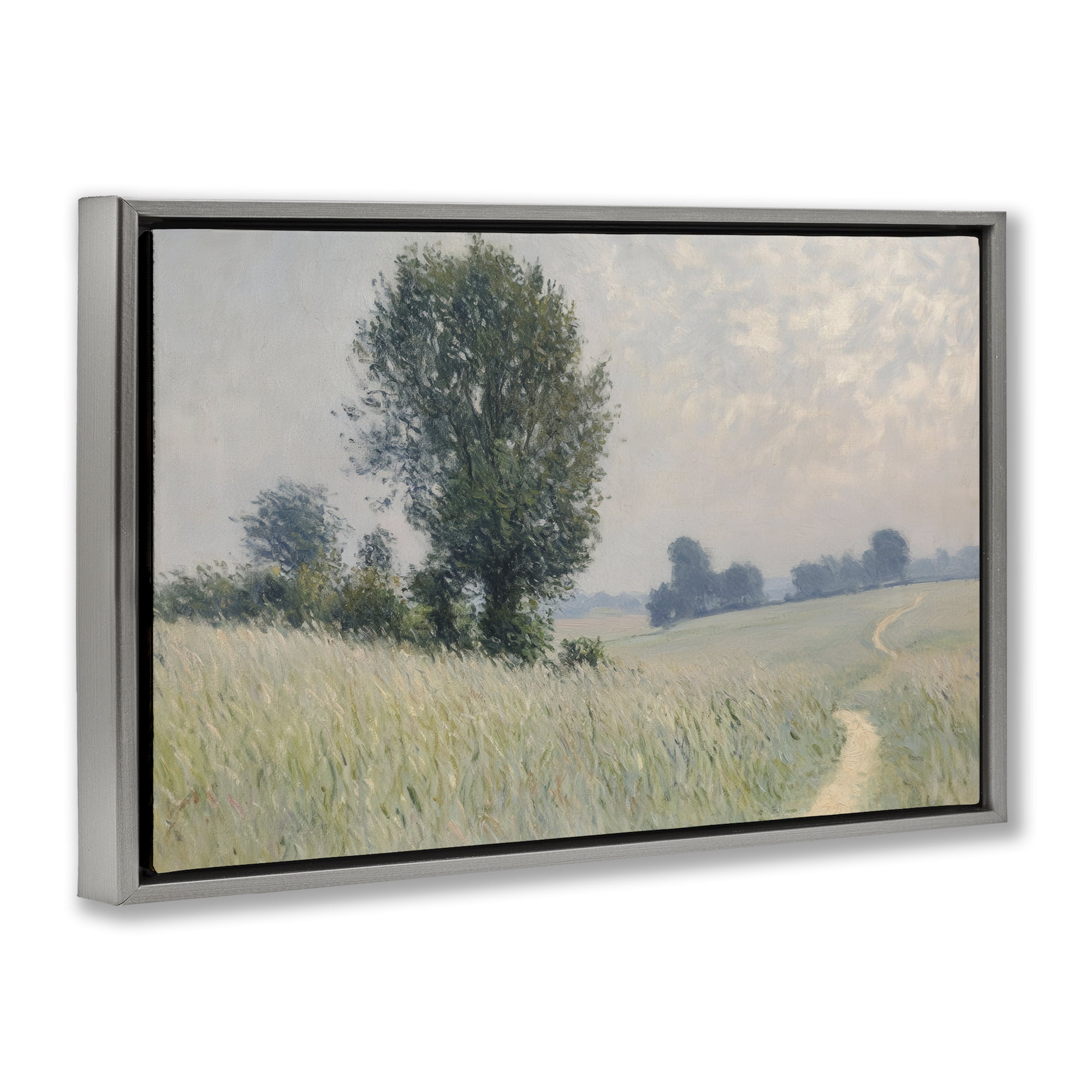 Stupell Industries Tall Grass Path Through Meadow Gray Framed Floater Canvas Wall Art, design by Petal Prints Design