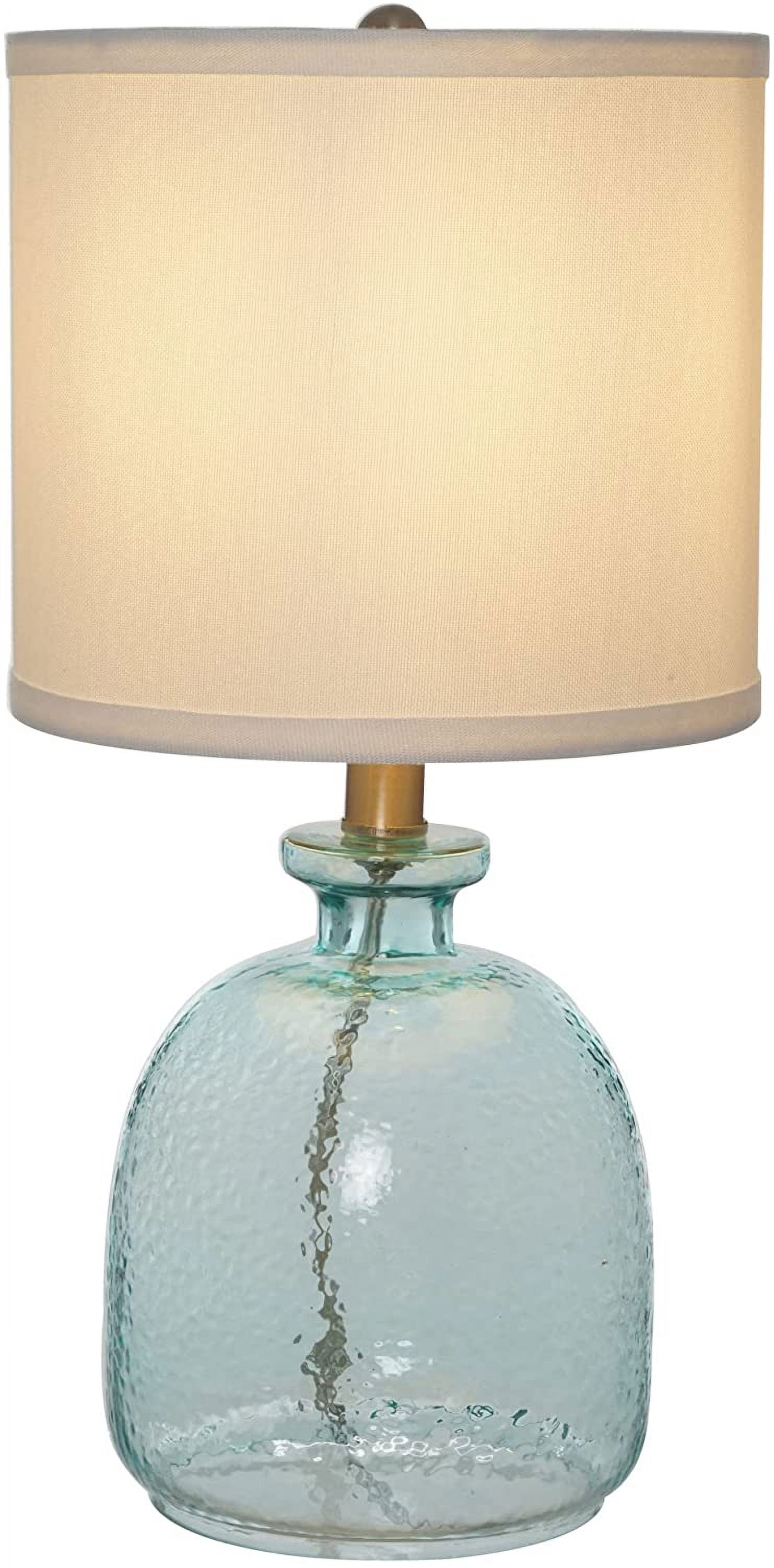 Catalina Lighting Oceana 18.25'' Table Lamp with White Fabric Drum Shade Coastal Table Light Fixture for Living Room, Bedroom or Office, Blue