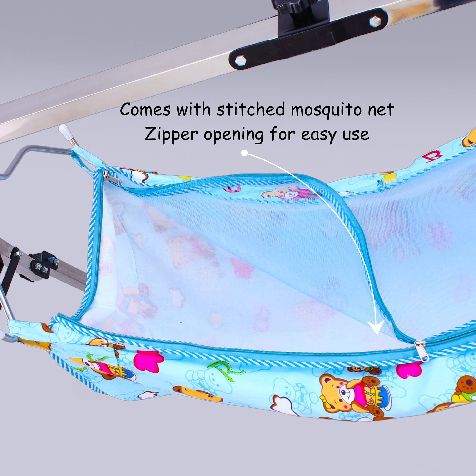 KISSATO Stainless Steel Foldable Baby, Infant Cradle with Storage Bag, Indian Style Ghodiyu, Palna