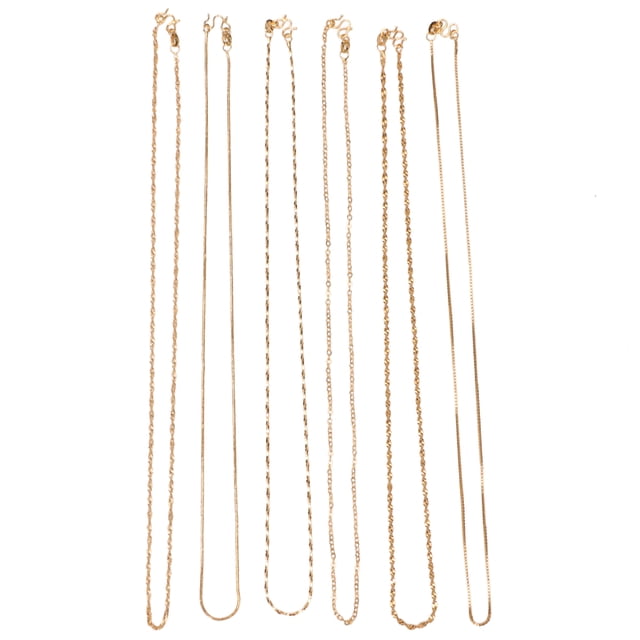 SHISUYAN 6pcs Plated Rope Chain with Lobster Clasps Stainless Steel Necklace Chain Cable Chain Necklace for Jewelry Making Craft ( Random Style )