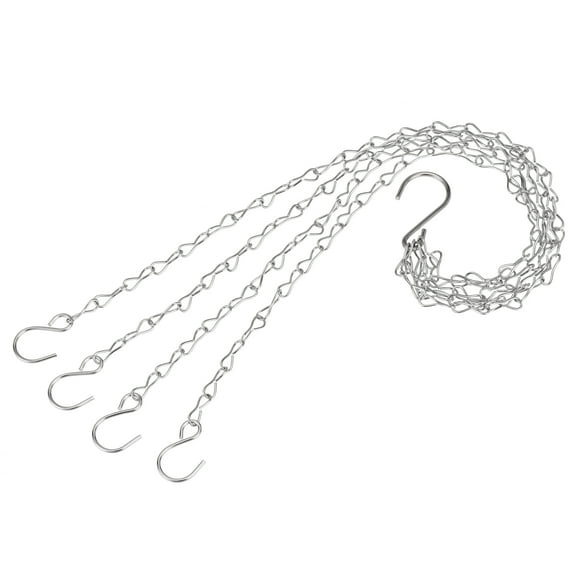 Uxcell 50cm Link 4 Point Holder with Clasp S Hook Hanging Chains Silver 2 Pack