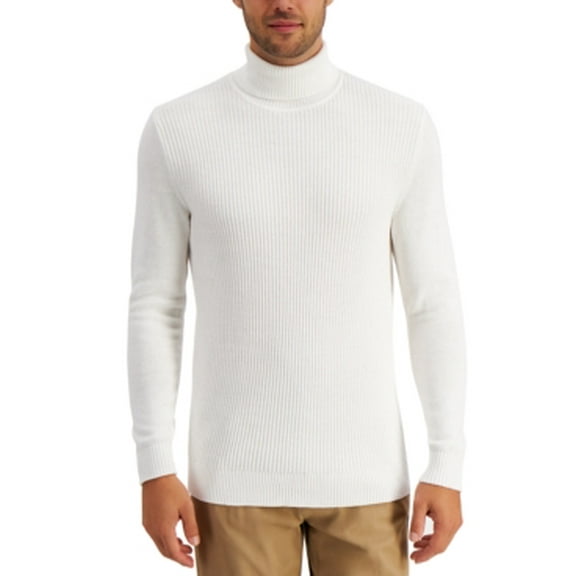 Club Room Mens Textured Cotton Turtleneck Winter Ivory XL