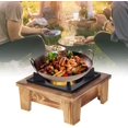 thumbnail image 4 of HUGFEGWE Barbecue Stove,Portable Tabletop Korean BBQ Grill Camp Griddle Hot Pot Stove Camping Alcohol Stove Griddle Hibachi Grill Indoor Furnace Kitchenware,with Wooden Shelf,for Outdoor CA919-66969, 4 of 9