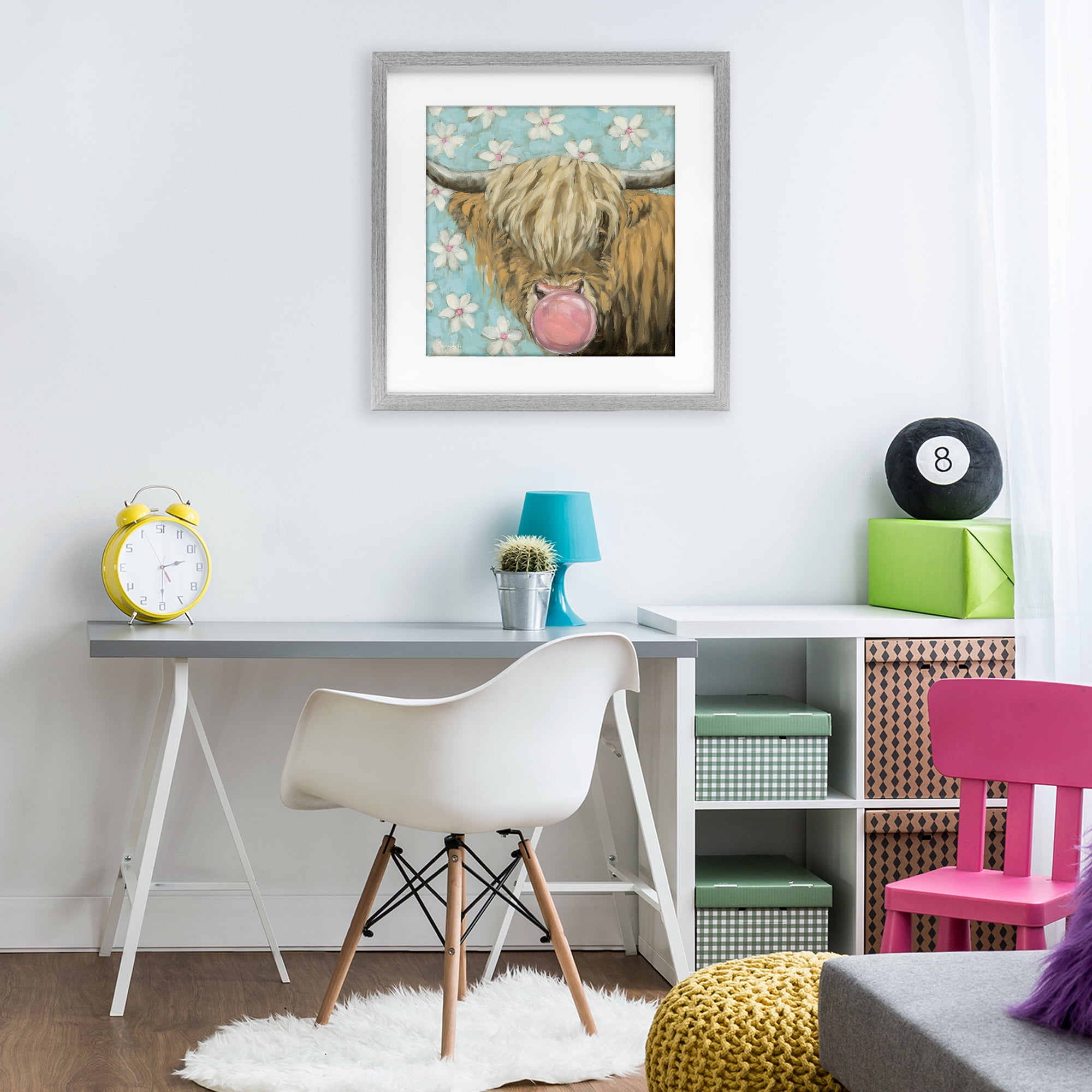 Stupell Industries Bubblegum Sweetie Cattle Gray Framed Print Under Glass, design by Sara G. Designs