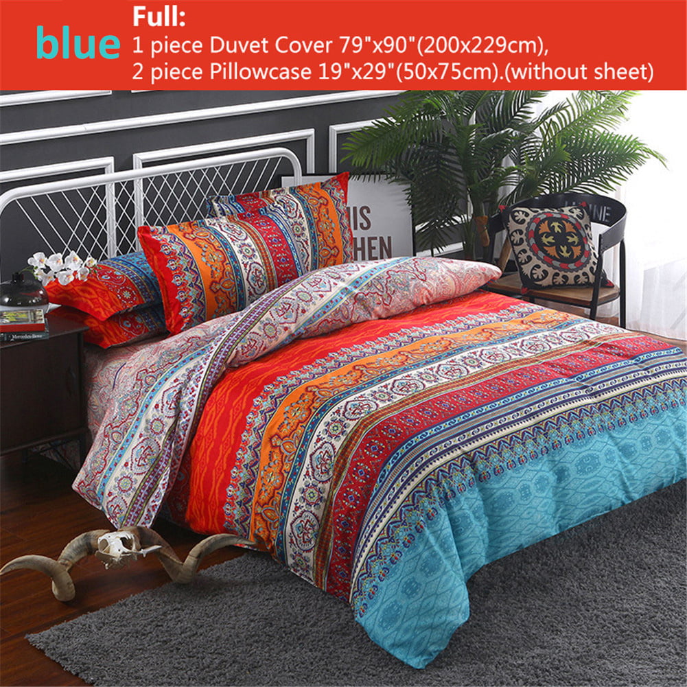 Ethnic Stripes Print Luxury Duvet Cover Bedding Set with Pillowcases Brown/Cream 
