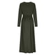 thumbnail image 4 of mfyjkho Vestidos de verano para mujer, Vestido de mujer de color liso con manga larga, escote en V, cintura elástica y abertura en la falda larga Vestidos de fiesta para mujer xxxxl, 4 of 8