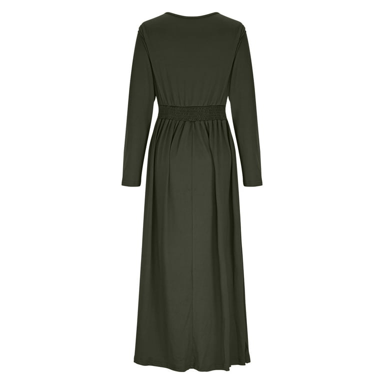 Womens Long Sleeve Maxi Dress Wrap V-Neck Elastic Waist Dress Ruched Elegant Flowy Casual Long Dress Wine XXL Womens Long Sleeve Maxi Dress Wrap V-Neck Elastic Waist Dress Ruched Elegant Flowy Casual Long Dress Wine XXL