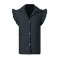 thumbnail image 4 of Women's Vests Ruffle Sleeve Winter Button Down Padded Gilet With Pockets Womens plus Vest Jackets Sleeveless Duster Leather Jacket Womens Vest Suit Vest Ladies Teal Vest for Women Womens Vests Fashion, 4 of 4