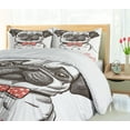 thumbnail image 5 of Ambesonne Pug Duvet Cover Sets, Portrait of a Dog Cartoon, 2-Queen, Black Red, 5 of 7